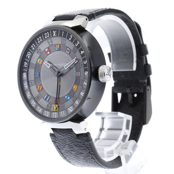 LOUIS VUITTON Tambour Moon Dual Time QA097 GMT gray Dial  display picture 2